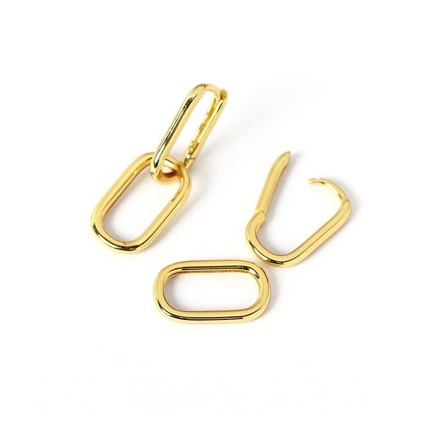 AITCHES - Orecchini doppi ovali Jullie in argento placcato oro 18 carati In condizioni Nuovo in vendita a AMSTERDAM, NL