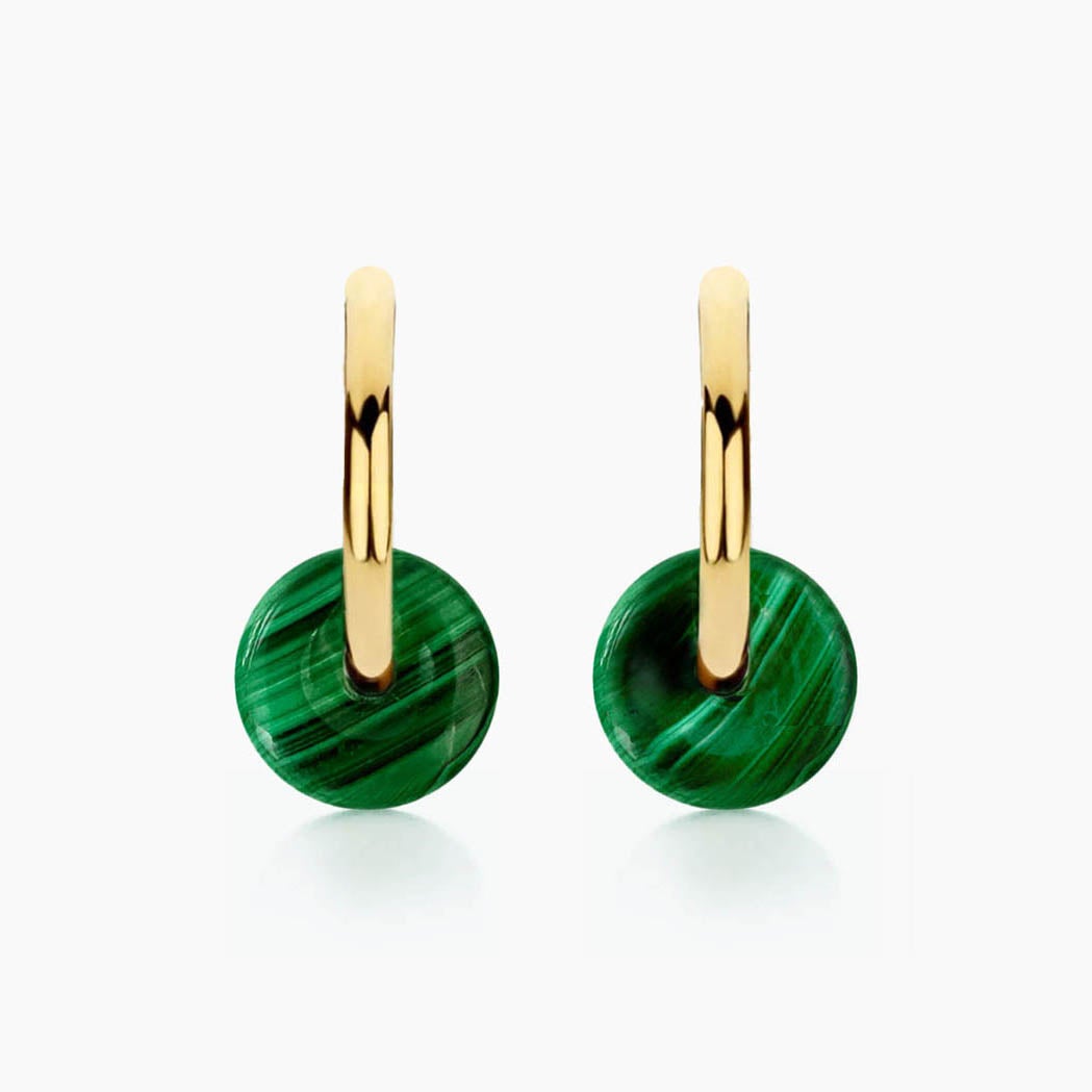 AITCHES - Jullie Green Malachite Earrings in 18K Gold Plated Sterling Silver