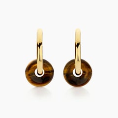 AITCHES - Jullie Boucles d'oreilles œil de tigre Boucles d'oreilles en argent sterling plaqué or 18K
