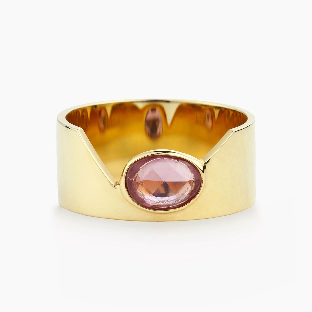 AITCHES - Love More Rosewood Pink Sapphire Cigar Ring in 18K Gold