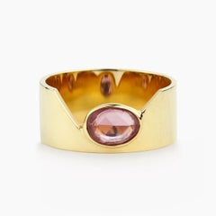 AITCHES - Love More Rosewood Pink Sapphire Cigar Ring in 18K Gold
