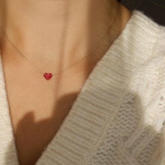 AITCHES - Ruby by Heart Necklace in 18K Gold