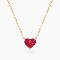 AITCHES - Collier Rubis par le Coeur en Or 18K