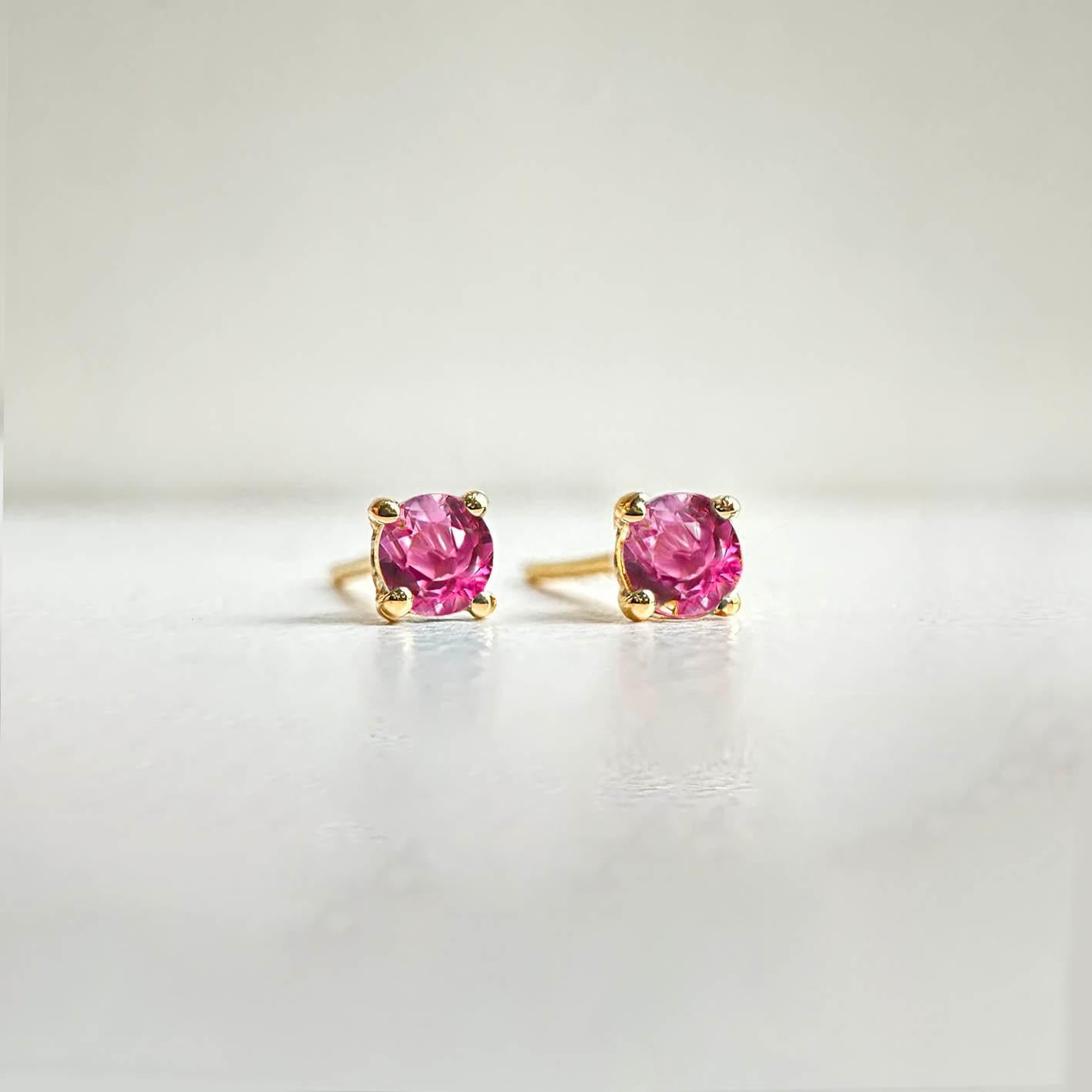 AITCHES - Pendientes de turmalina rosa Tulipán simple en oro de 18 quilates en Nuevo estado para la venta en AMSTERDAM, NL
