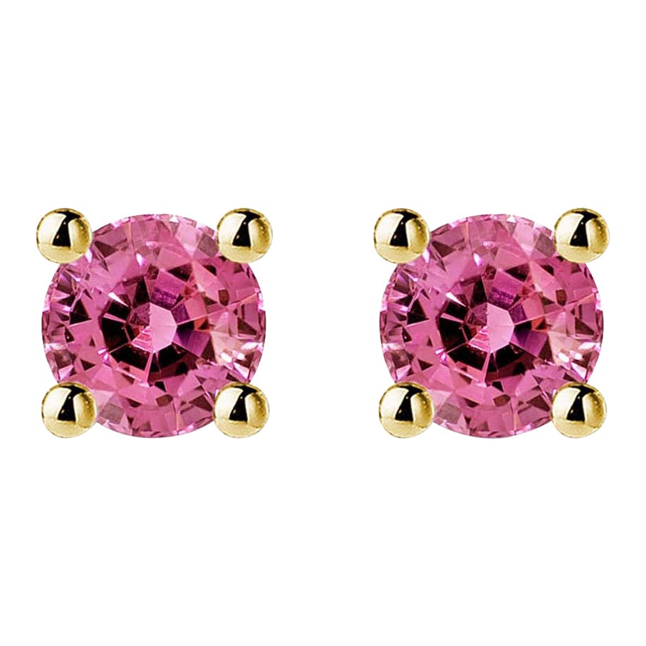 AITCHES - Pendientes de turmalina rosa Tulipán simple en oro de 18 quilates en venta