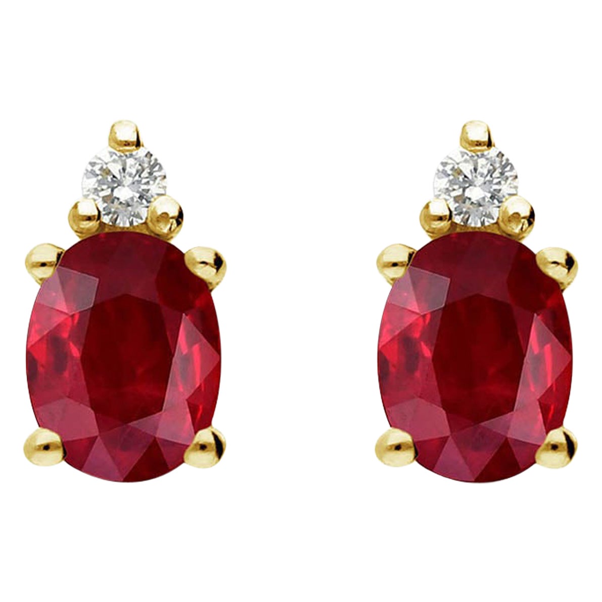 AITCHES - Single Tulip Ruby Earrings with Diamonds in 18K Gold For Sale