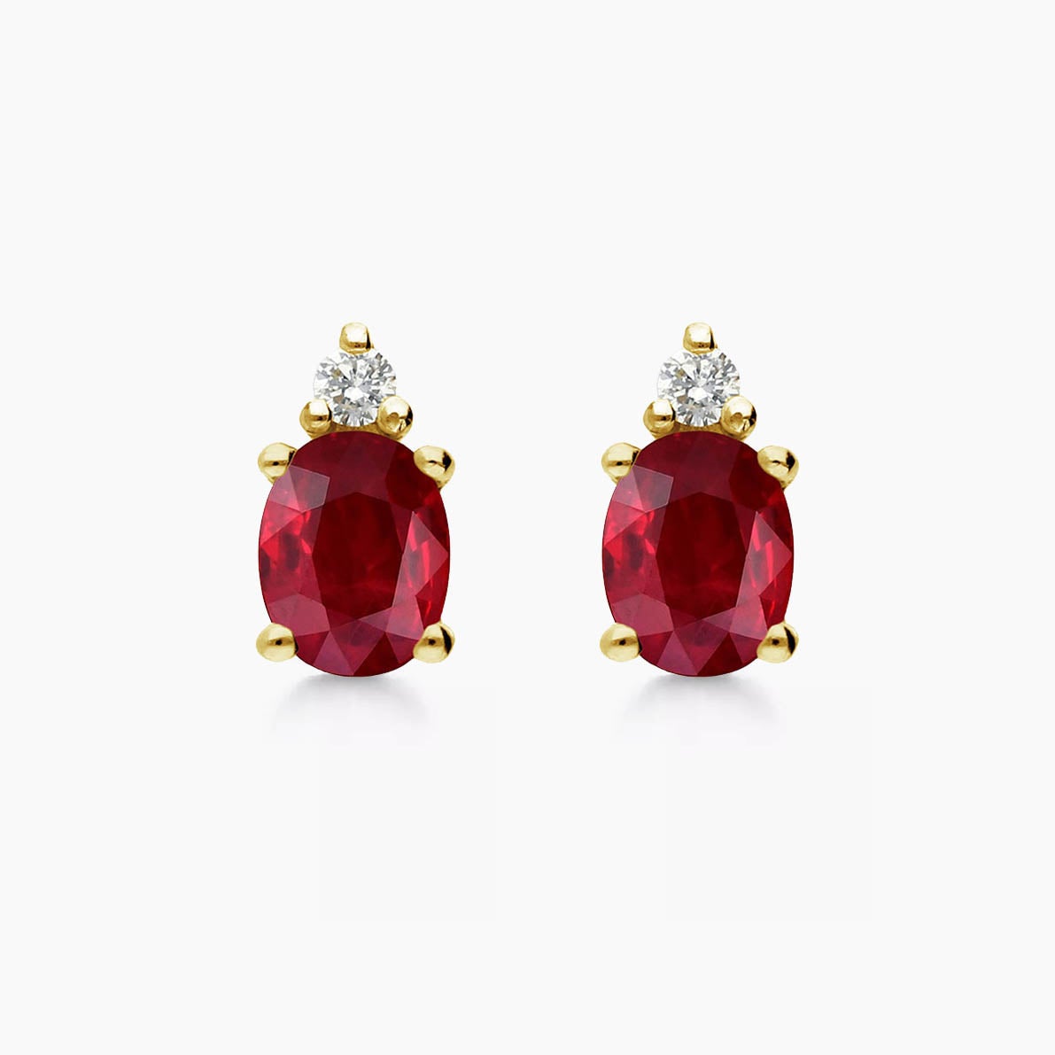 AITCHES - Boucles d'oreilles tulipe rubis avec diamants en or 18 carats en vente