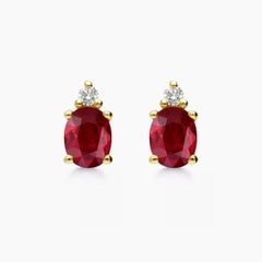 AITCHES - Einzelne Tulpen-Rubin-Ohrringe mit Diamanten aus 18K Gold