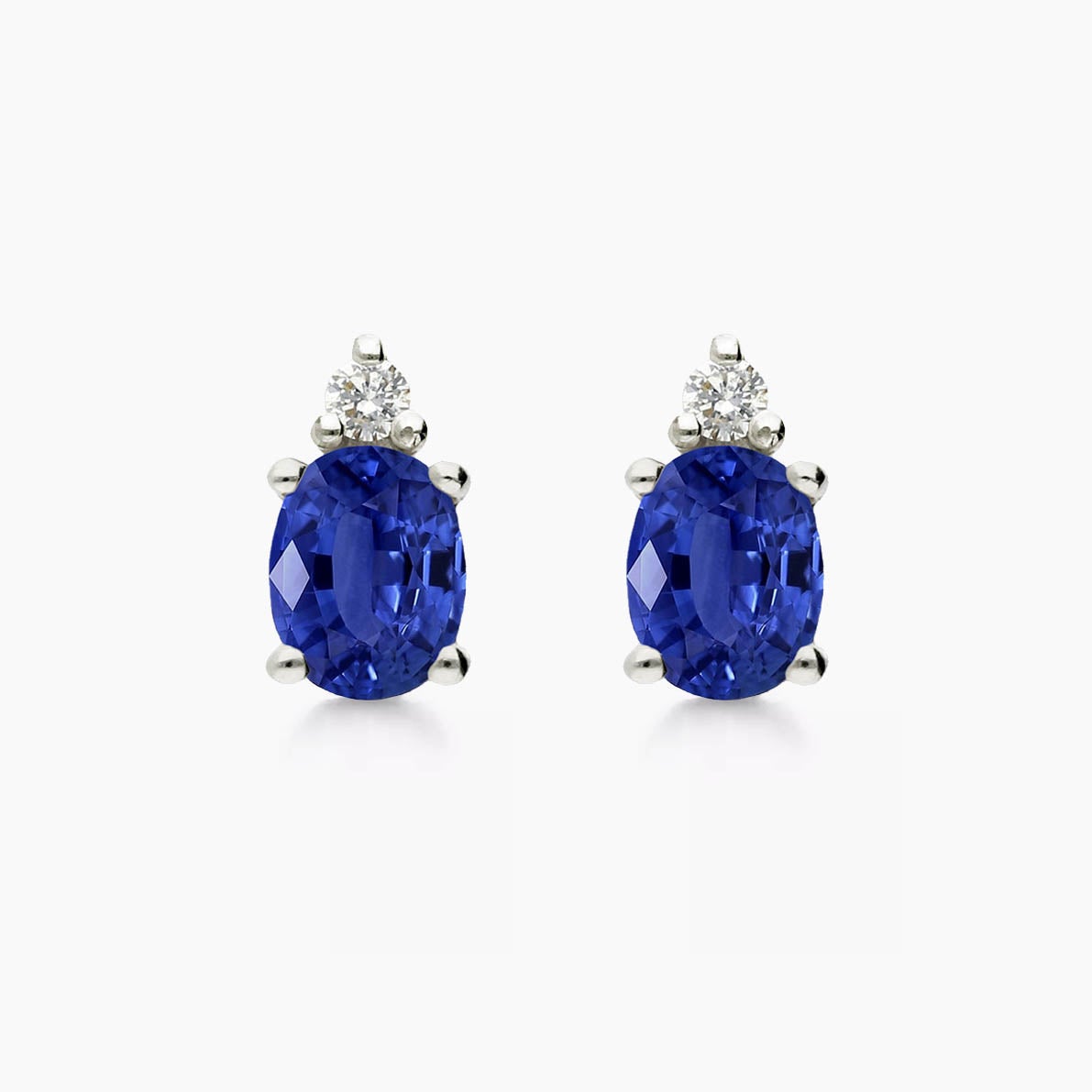 AITCHES - Single Tulip Sapphire Earrings with Diamonds in 18K White Gold