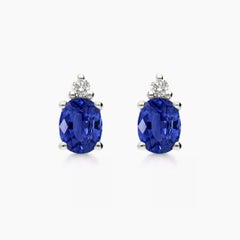 AITCHES - Single Tulip Sapphire Earrings with Diamonds in 18K White Gold