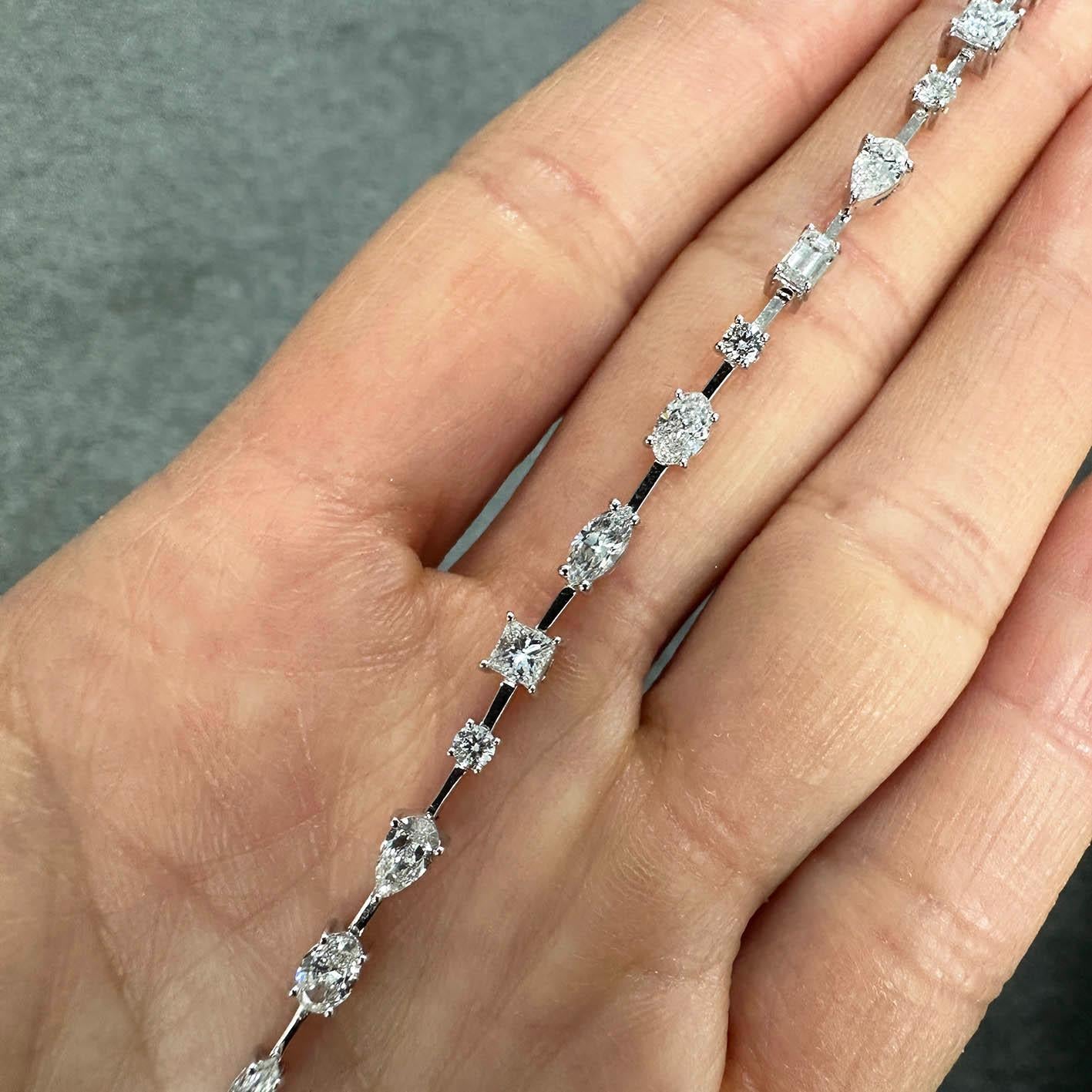 AITCHES - Pulsera de diamantes talla fantasía Teide en oro blanco de 18 quilates Corte mixto en venta