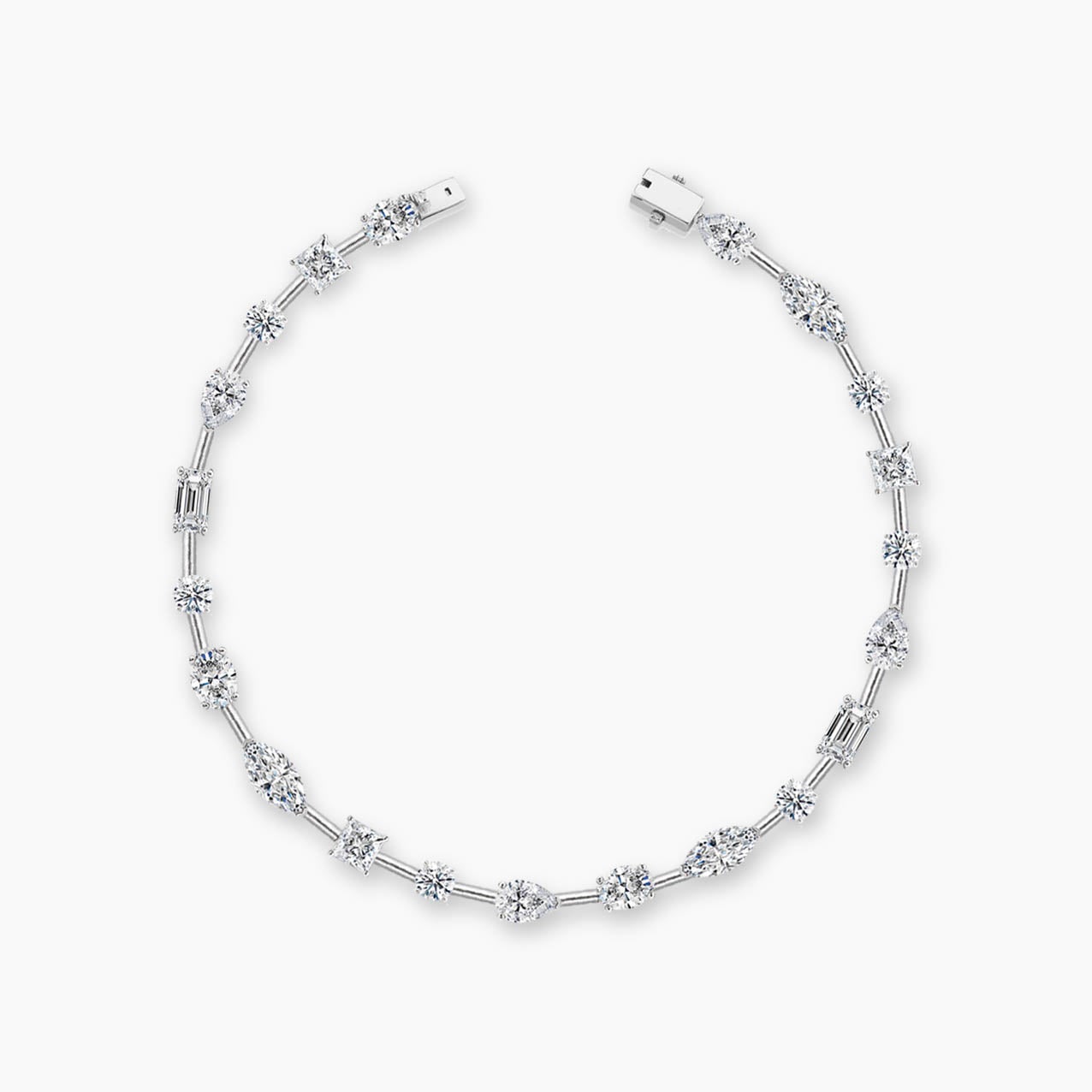 AITCHES - Bracciale con diamanti taglio fantasia Teide in oro bianco 18 carati