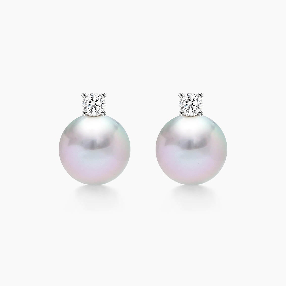 AITCHES - Orecchini di diamanti con perle Akoya grigie subacquee in oro bianco 18 carati in vendita