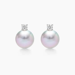 AITCHES - Underwater Grey Akoya Pearl Diamond Earrings in 18K White Gold