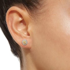 AITCHES - Yellow Diamond Cushion Earrings in 18K White Gold