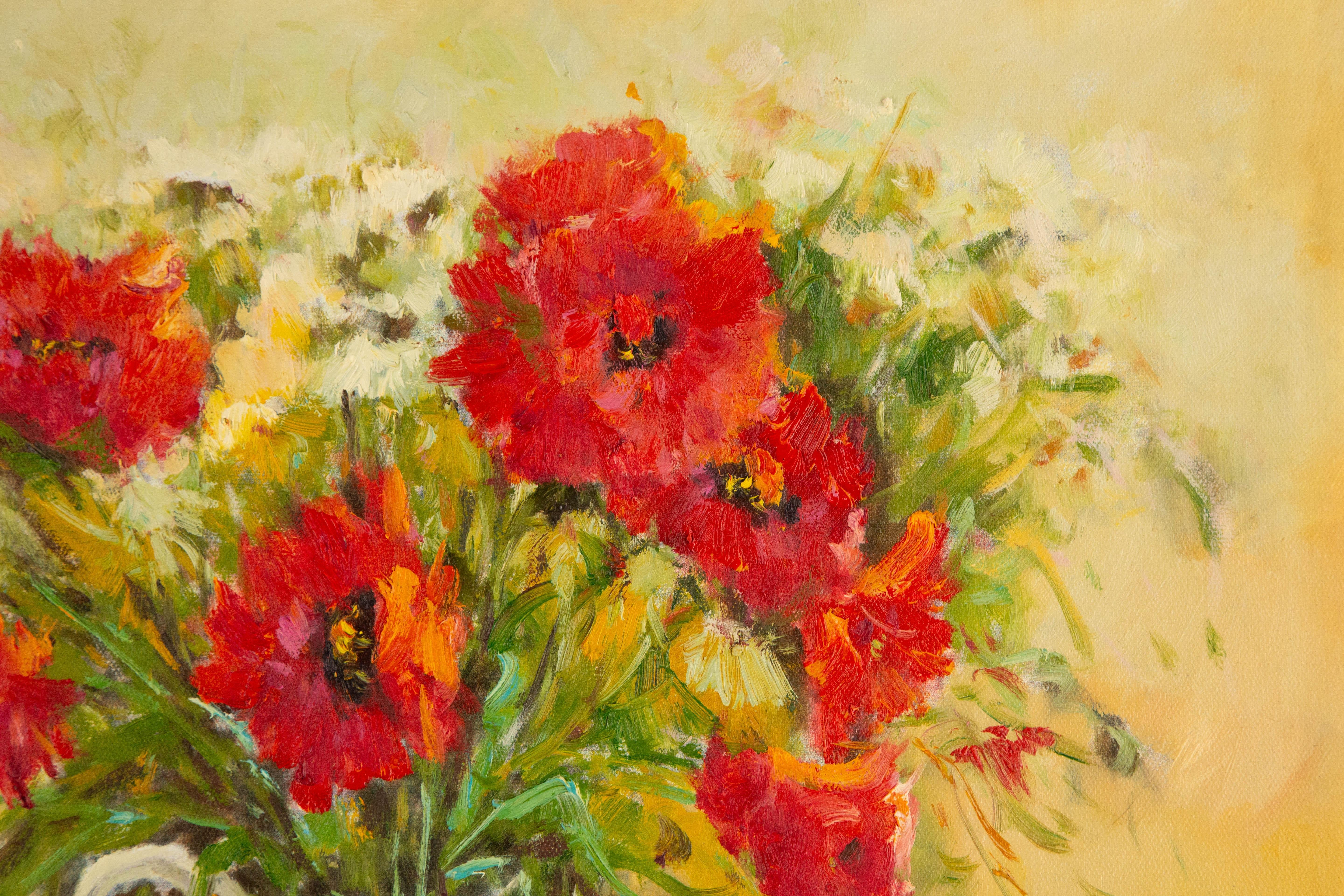 AiXiong Shi, huile sur toile originale « Blooming In Sunlight IV » en vente 3