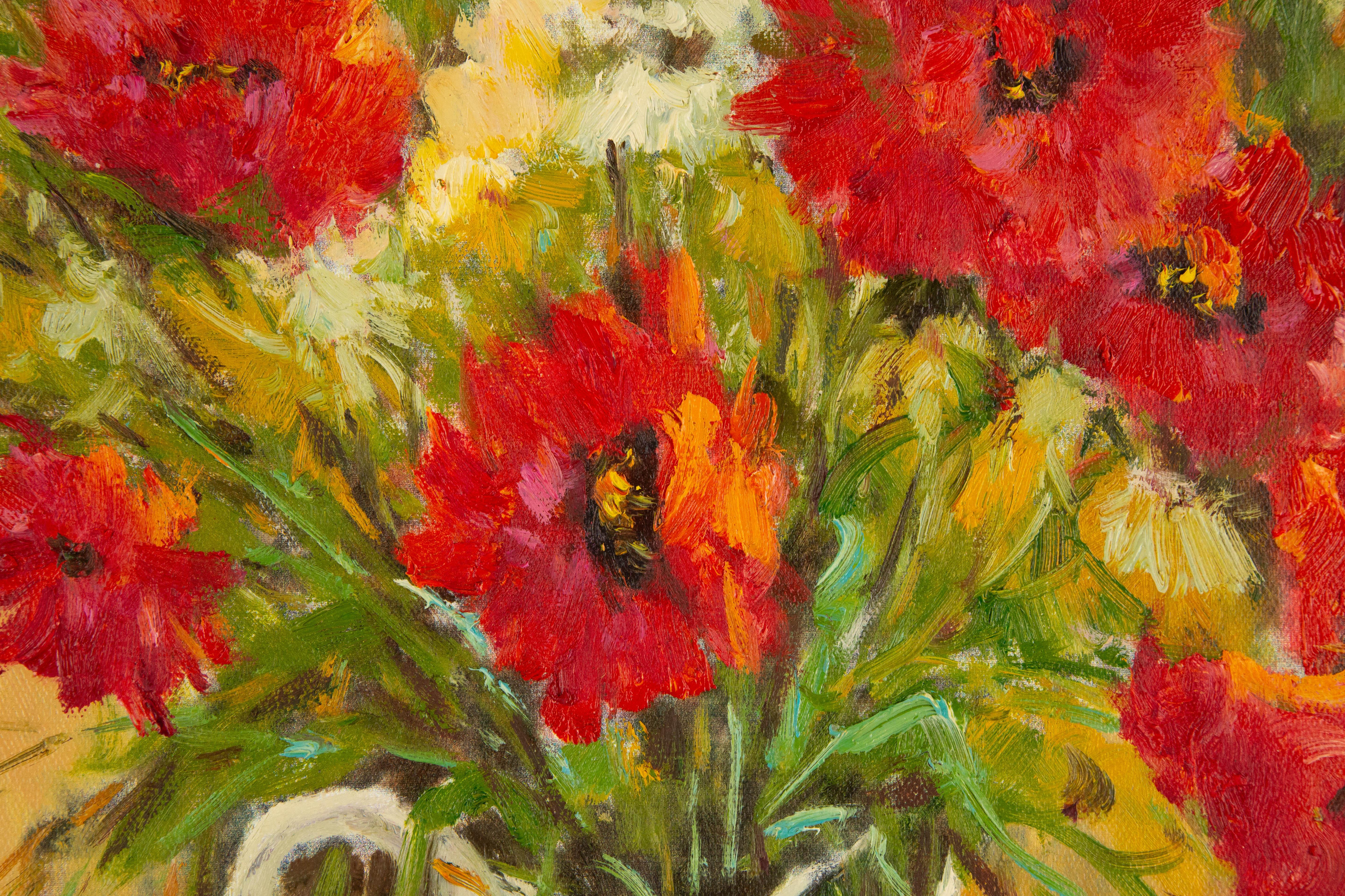 AiXiong Shi, huile sur toile originale « Blooming In Sunlight IV » en vente 5