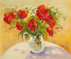 AiXiong Shi Bodegón Óleo Original Sobre Lienzo "Floreciendo A La Luz Del Sol IV"
