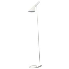 Vintage AJ Floor White Floor Lamp by Arne Jacobsen in 1957 for Louis Poulsen