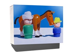 Photorealist painting, "First Ride" (Fisher Price Little People, toys, vintage)