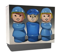 Photorealist painting "Flight Crew" (Fisher Price Little People, toys, vintage)