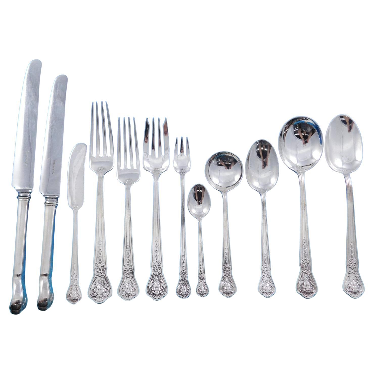 AJ Fuller by Tiffany Sterling Silver Flatware Set Service 315 pcs Custom Pattern For Sale