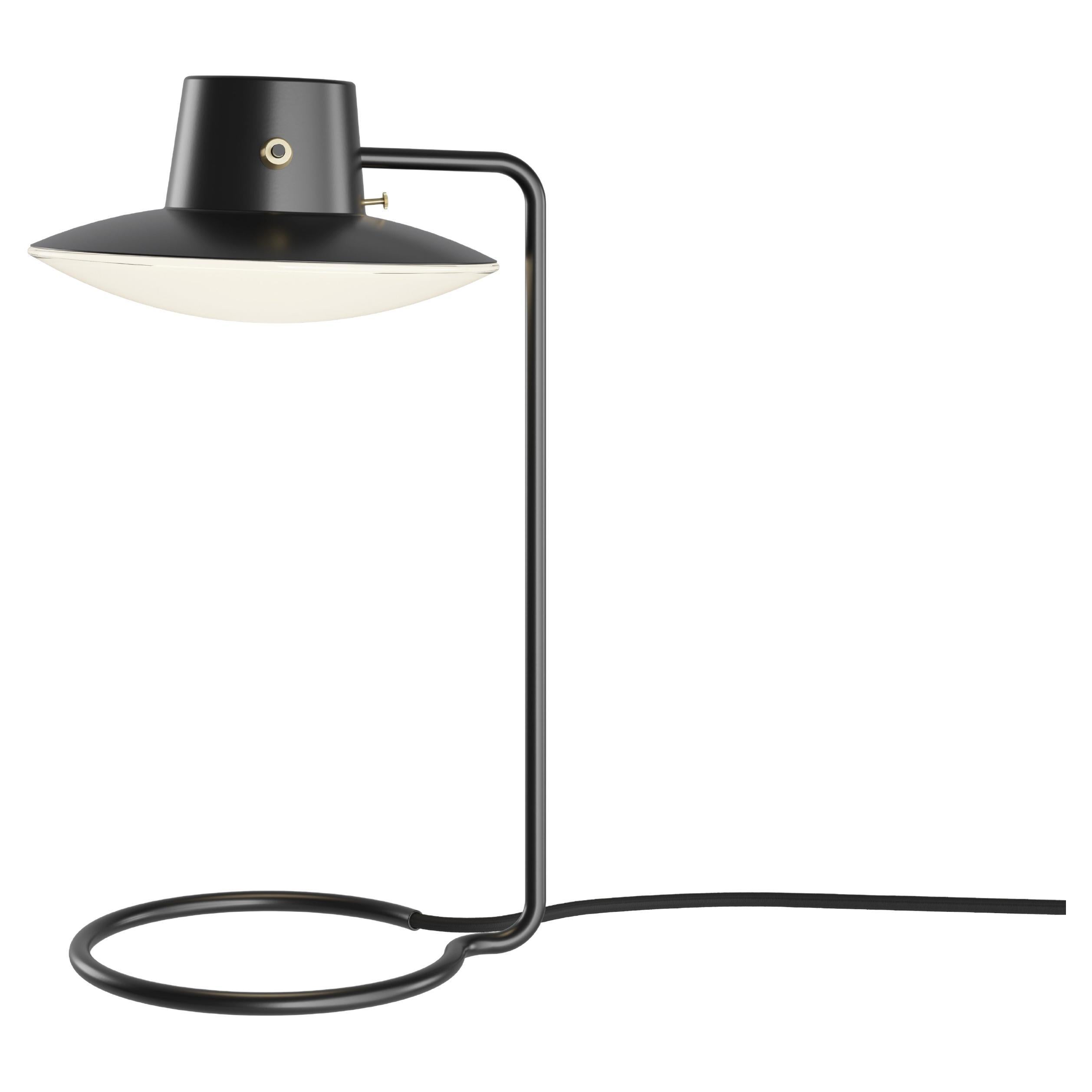 AJ Oxford Table Lamp, 410 mm, Metal Black/Opal Glass For Sale
