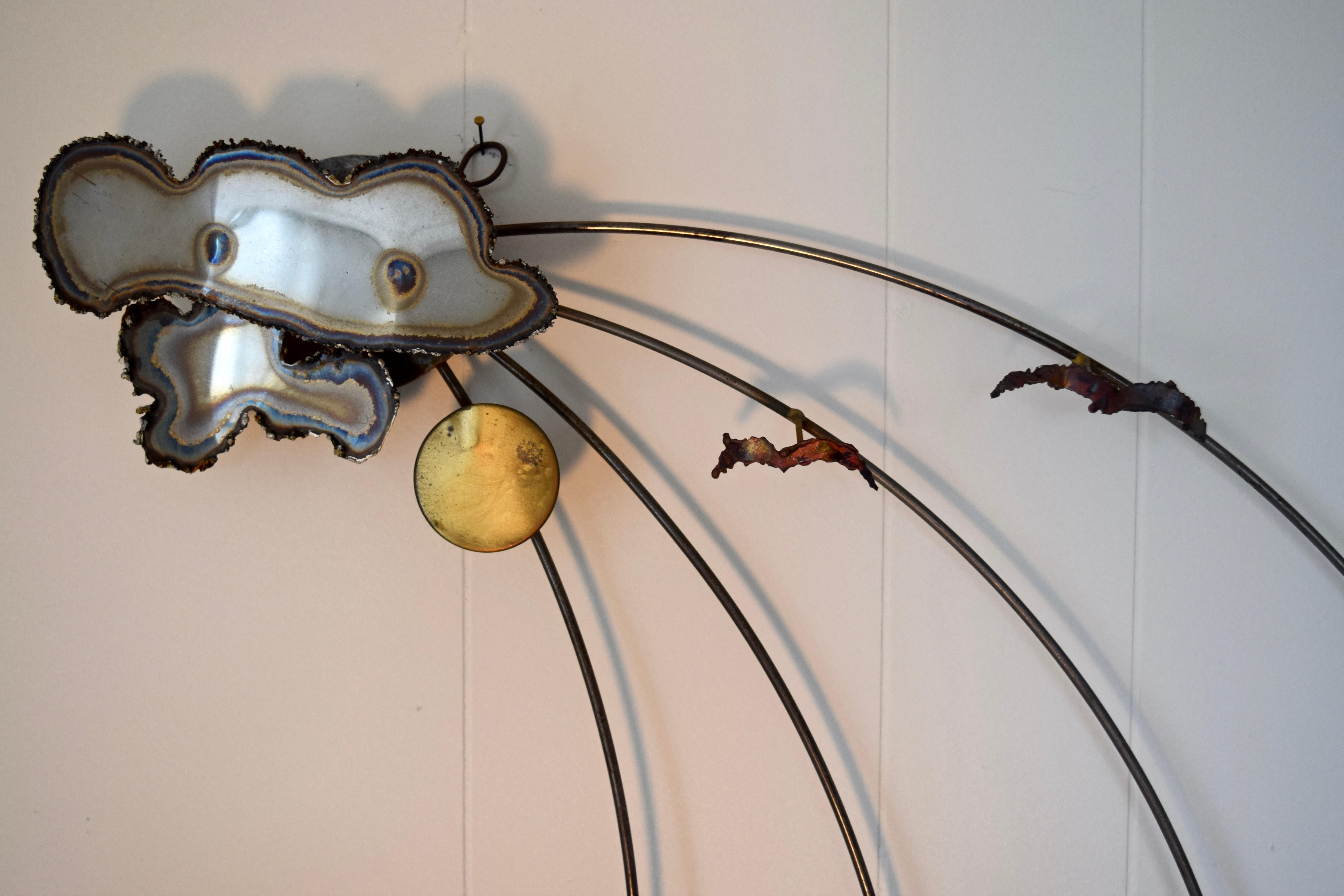 North American A.J. Stillman Mixed Metals Hanging Wall Sculpture For Sale