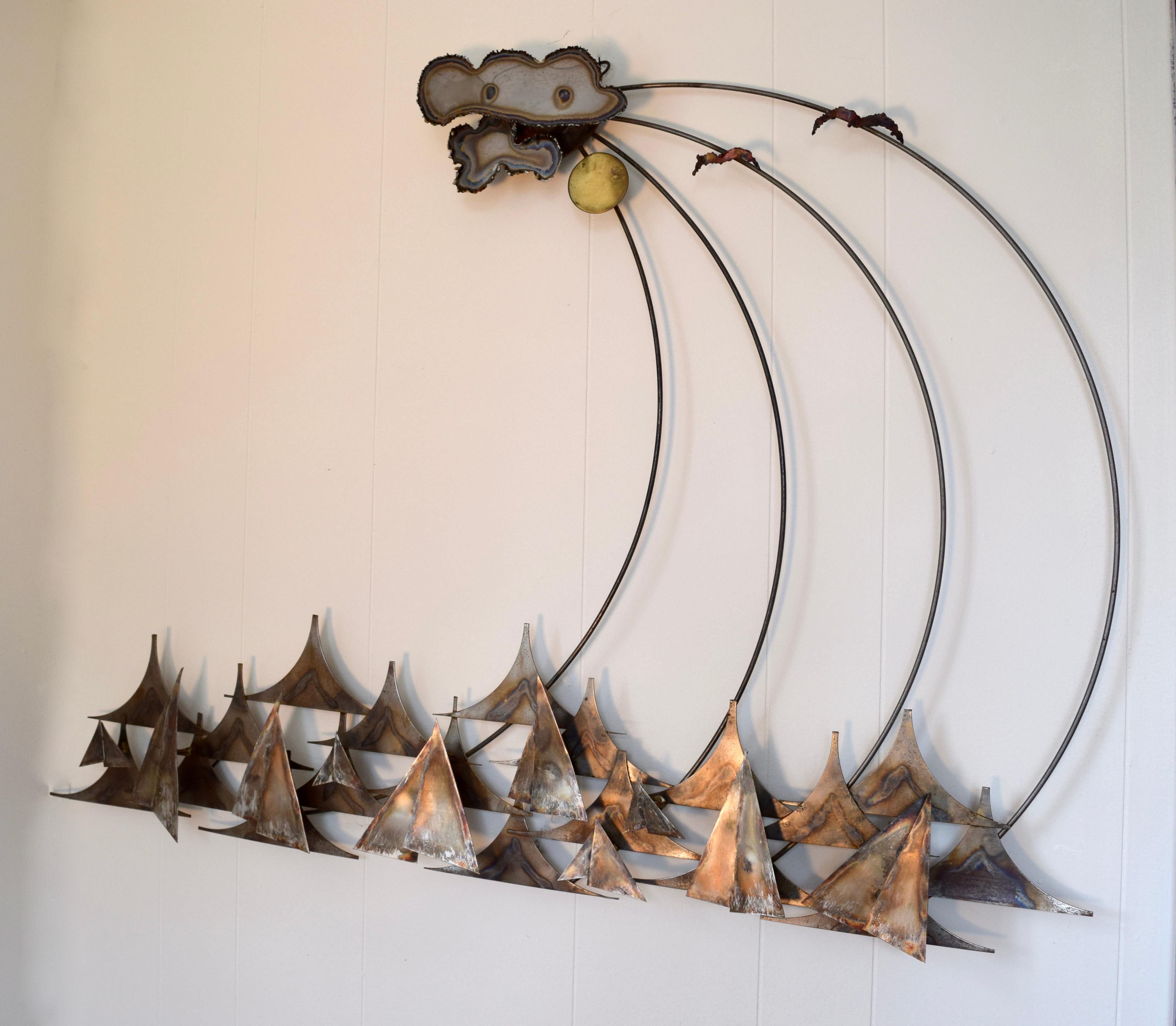 A.J. Stillman Mixed Metals Hanging Wall Sculpture In Good Condition For Sale In Southampton, NJ