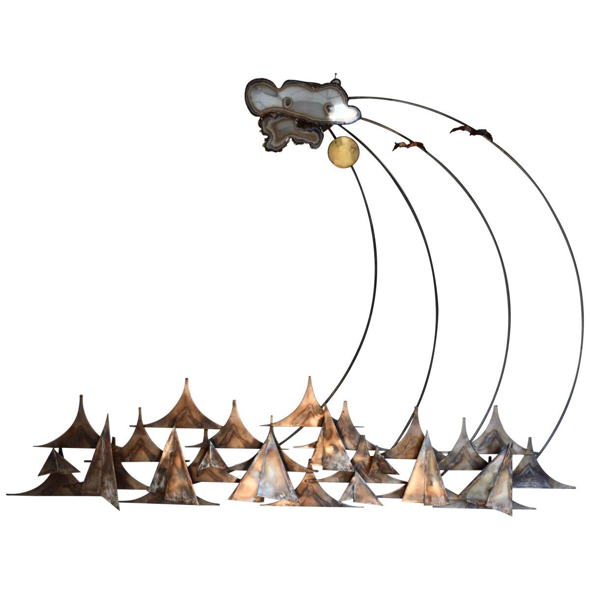 A.J. Stillman, Hänge-Wandskulptur aus gemischten Metallen im Angebot