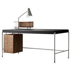 AJ52 Large Society Table & Lamp Module in Walnut Oil by Arne Jacobsen