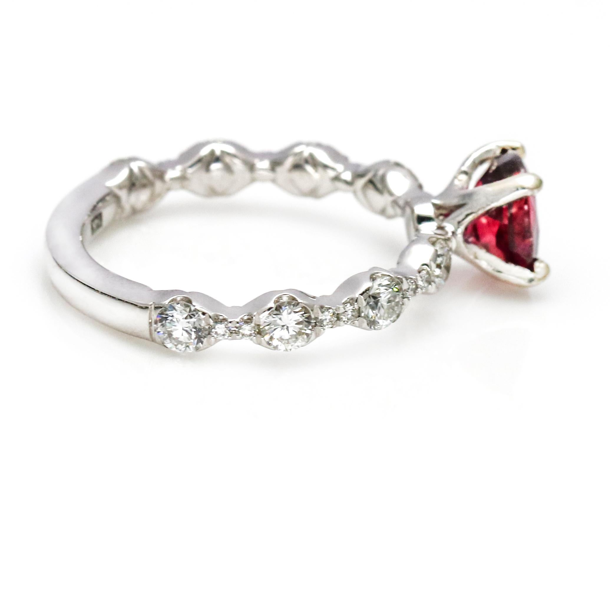 Oval Cut A. Jaffe 1.87 Carat 14 Karat White Gold Ruby Diamond Engagement Ring For Sale