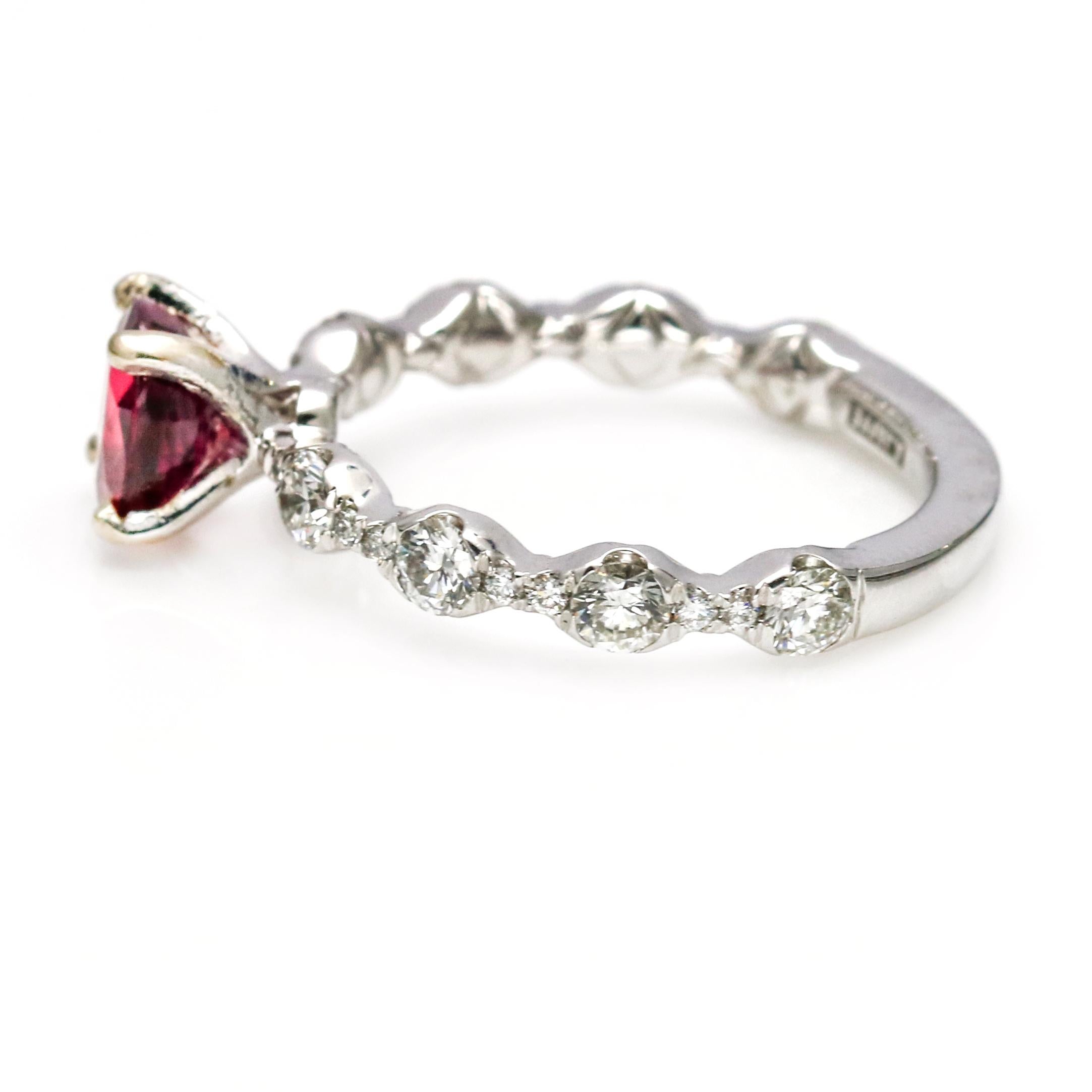 Women's A. Jaffe 1.87 Carat 14 Karat White Gold Ruby Diamond Engagement Ring For Sale