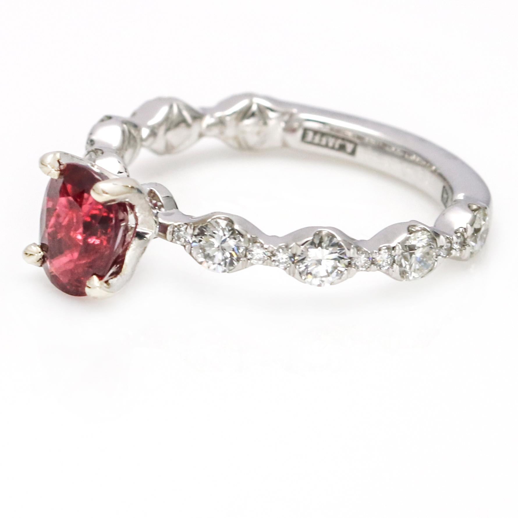 A. Jaffe 1.87 Carat 14 Karat White Gold Ruby Diamond Engagement Ring For Sale 1