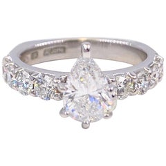 A.JAFFE Pear Shape 1.61 Carat Diamond Engagement Ring 18 Karat White Gold IGI