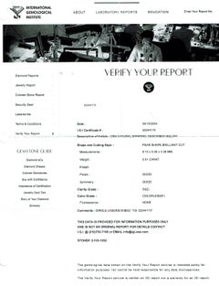 A.JAFFE Pear Shape 1.61 Carat Diamond Engagement Ring 18 Karat White Gold IGI