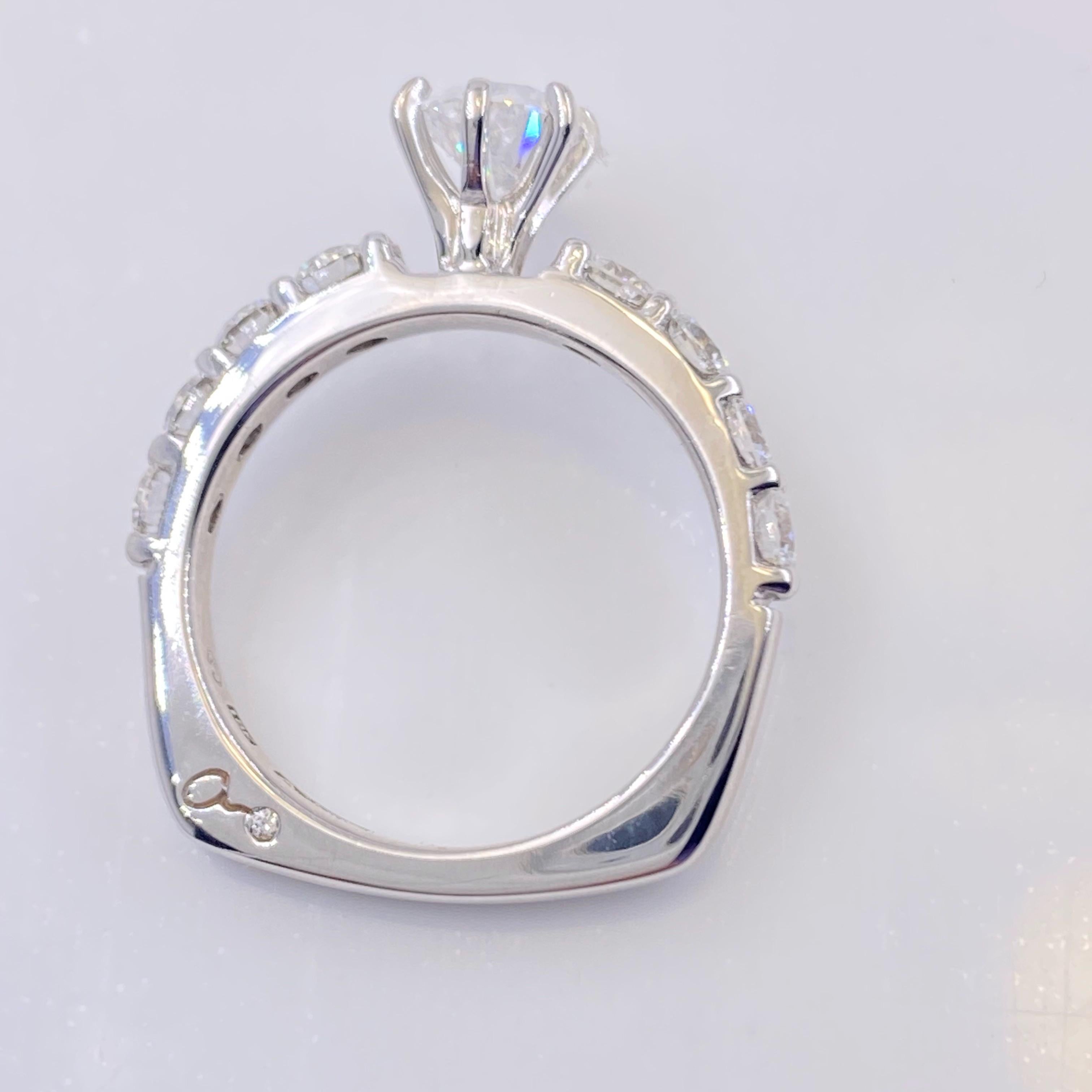 Pear Cut A.JAFFE Pear Shape 1.61 Carat Diamond Engagement Ring 18 Karat White Gold IGI For Sale