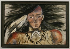 Vintage Native American  Mixed Media Portrait 