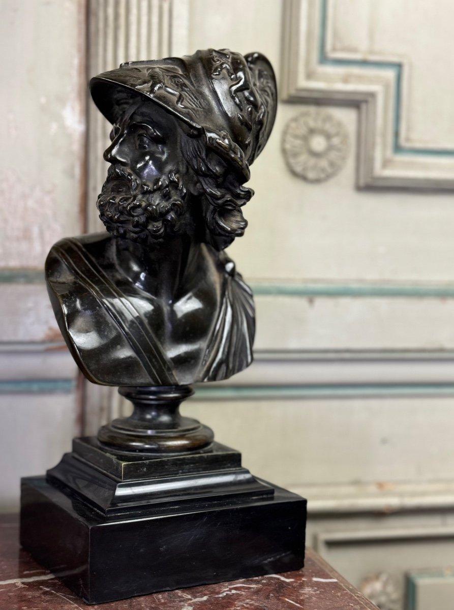 Busto di Aiace, bronzo patinato nero su base di marmo nero belga, XIX secolo in vendita 6