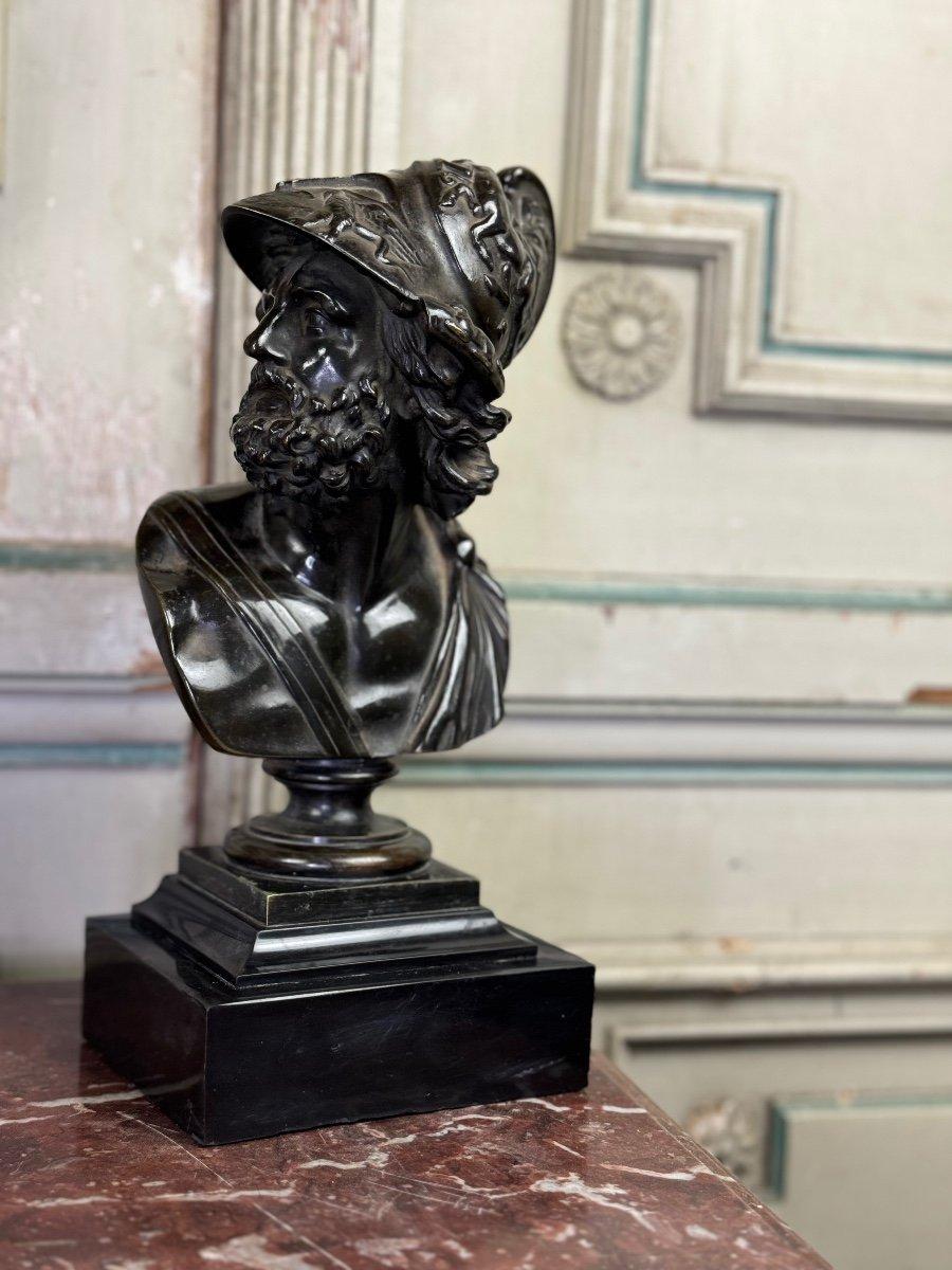 Moderno Busto di Aiace, bronzo patinato nero su base di marmo nero belga, XIX secolo in vendita