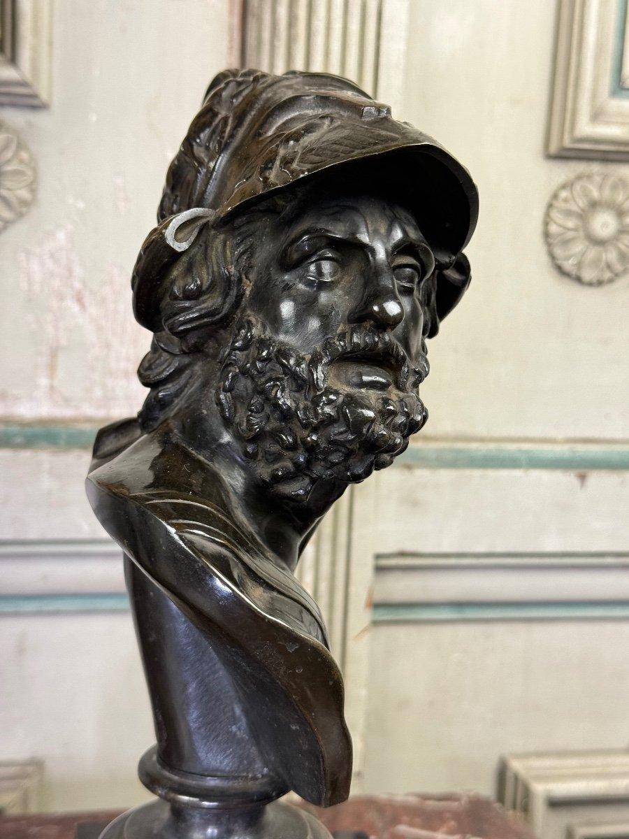 Busto di Aiace, bronzo patinato nero su base di marmo nero belga, XIX secolo In condizioni ottime in vendita a Honnelles, WHT
