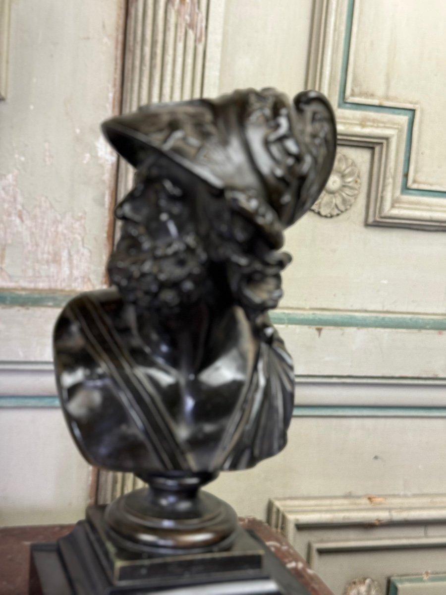 Busto di Aiace, bronzo patinato nero su base di marmo nero belga, XIX secolo in vendita 1