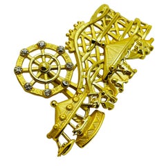 AJC signiert Karneval Gold Ton Strass Designer Brosche