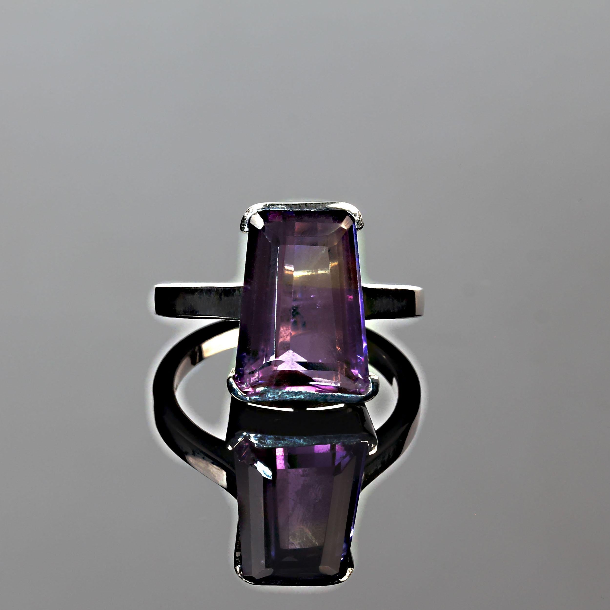 AJD 10 Carat Awesome Ametrine Trapezoid Sterling Silver Ring For Sale 2