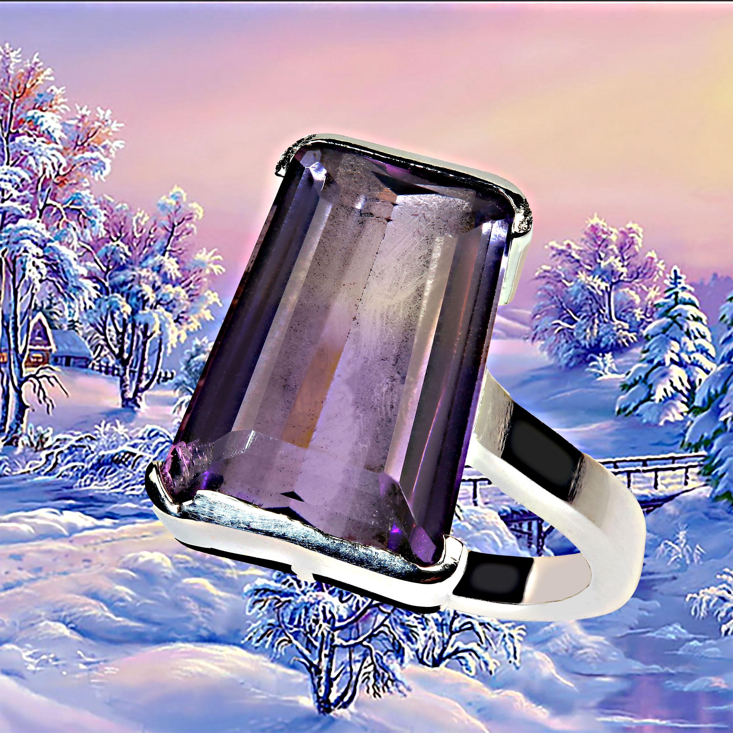 Trapezoid Cut AJD 10 Carat Awesome Ametrine Trapezoid Sterling Silver Ring For Sale