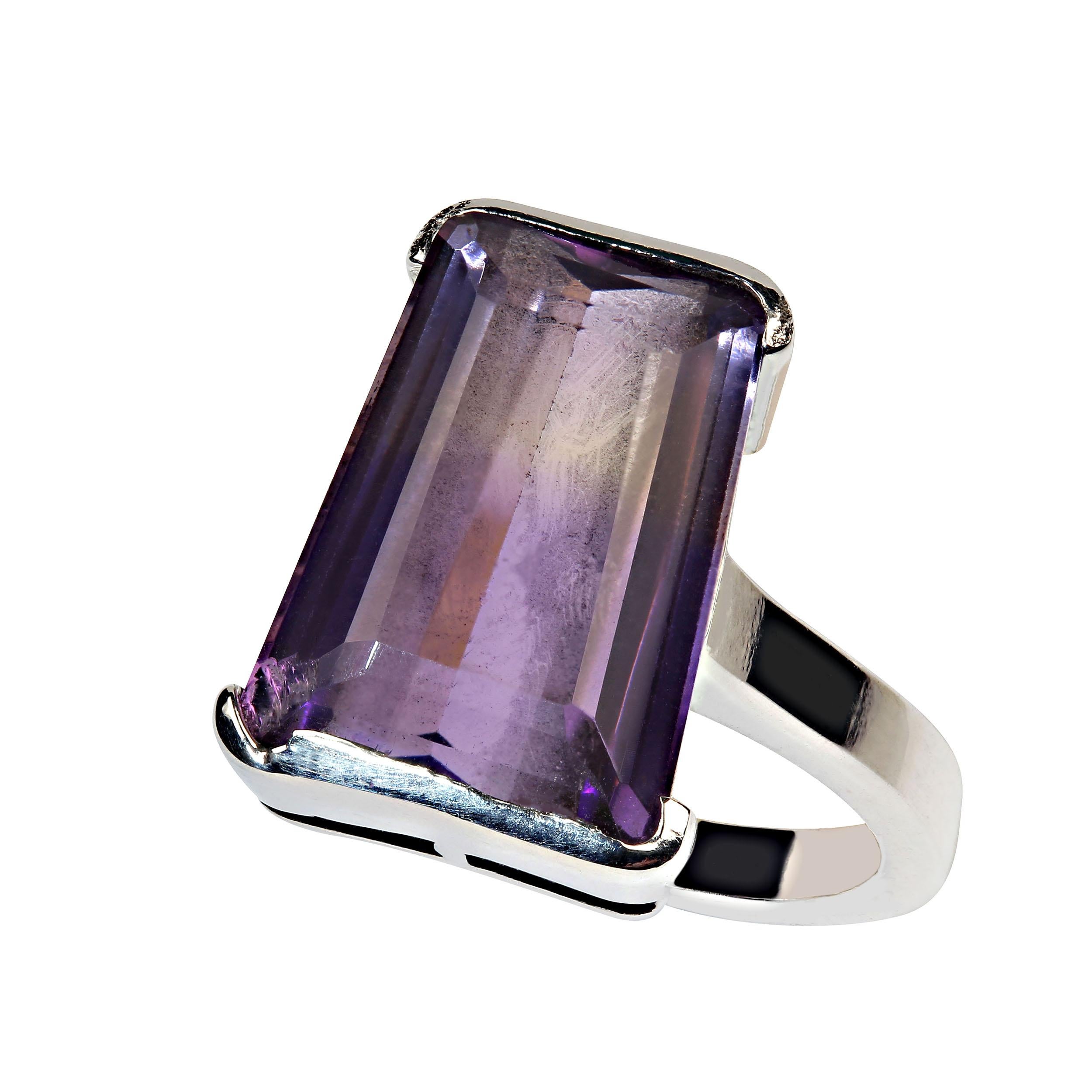 AJD 10 Carat Awesome Ametrine Trapezoid Sterling Silver Ring In New Condition For Sale In Raleigh, NC