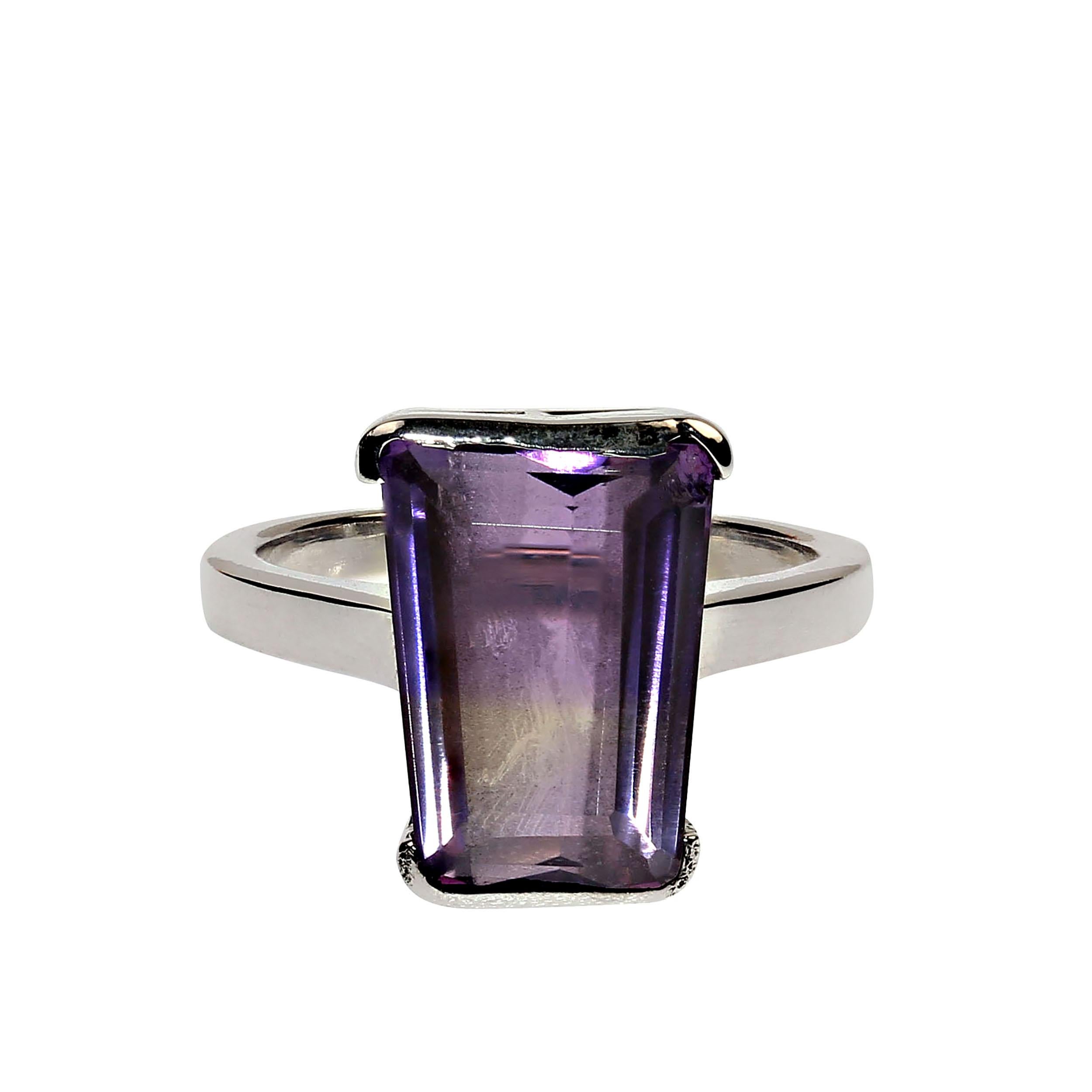 AJD 10 Carat Awesome Ametrine Trapezoid Sterling Silver Ring For Sale 1