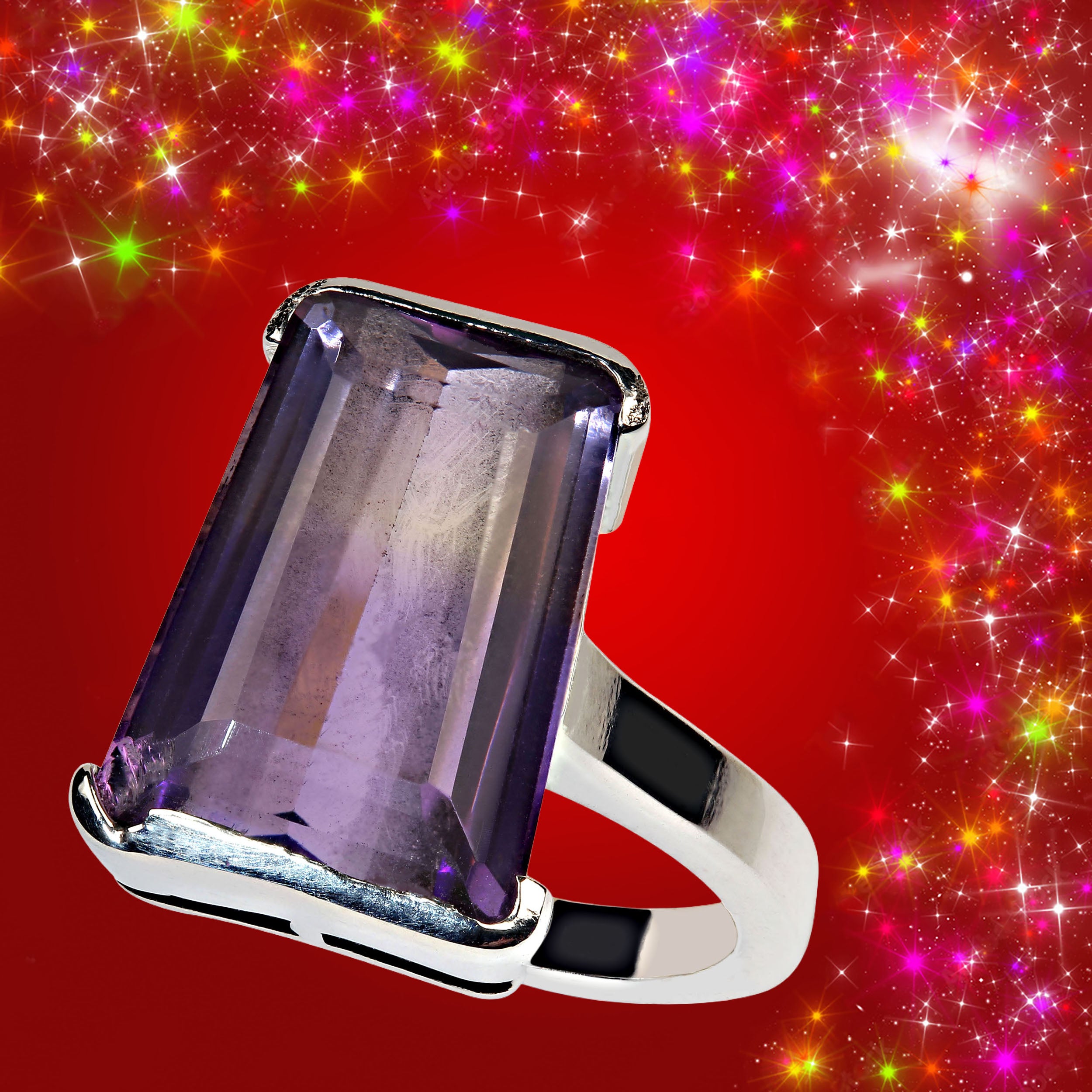 AJD Anello d
argento con trapezio di ametrino da 10 carati in vendita