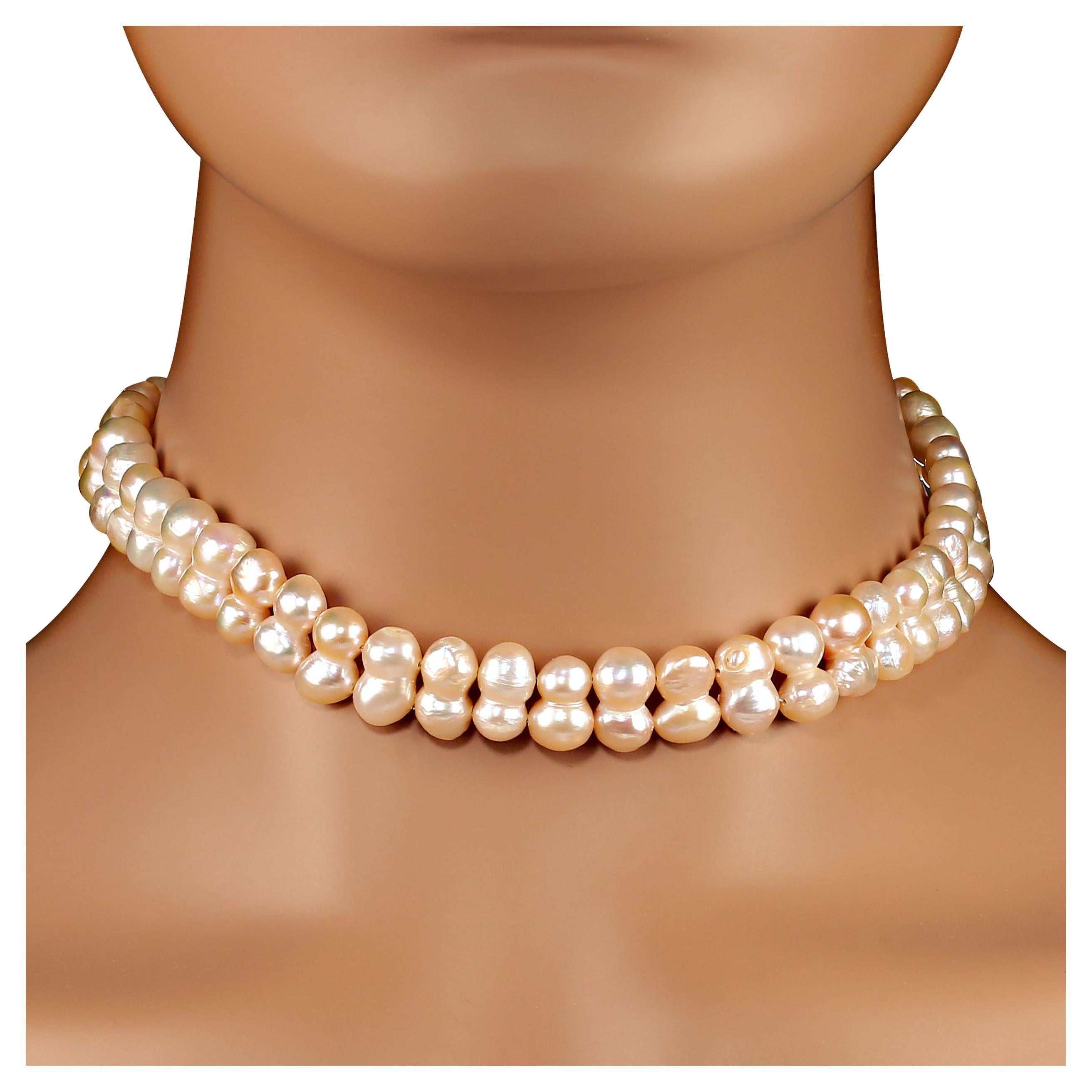 AJD 15.5 Inch Choker length Pearls double strand   Perfect gift!