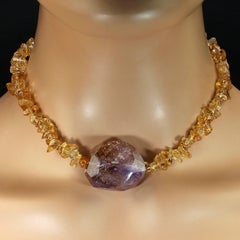 AJD 16 Inch Citrine Necklace with Large Ametrine Focal